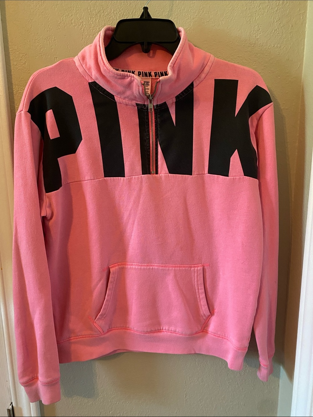 PINK Victoria's Secret Half-Zip Pullover Sweatshirt- Pink- women’s size XS